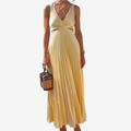 Vivienne™ Vestido de noche midi plisado con espalda descubierta