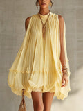 Federica | Mini abito chiffon con collo all'americana e gonna balloon